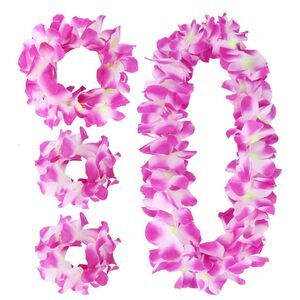 2445 4 Pcs Purple Hawaiian Lei Set For Luau Party Flower Leis